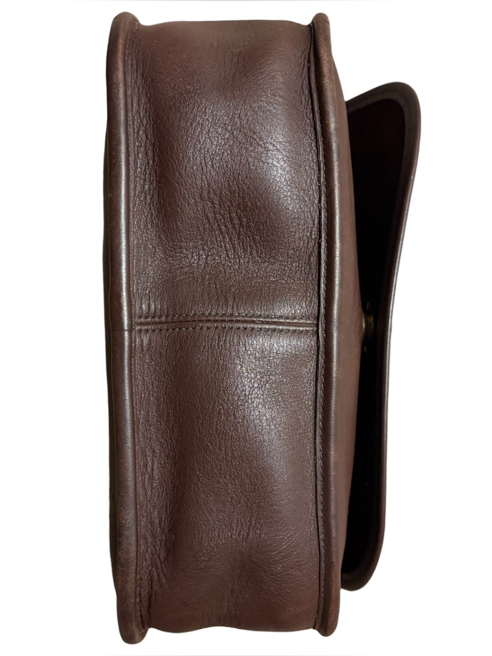 Vtg 9790 Brown Leather Saddle Bag Turnlock Adjustable Strap - Picture 5 of 14